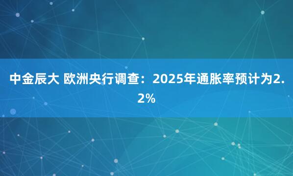 中金辰大 欧洲央行调查：2025年通胀率预计为2.2%